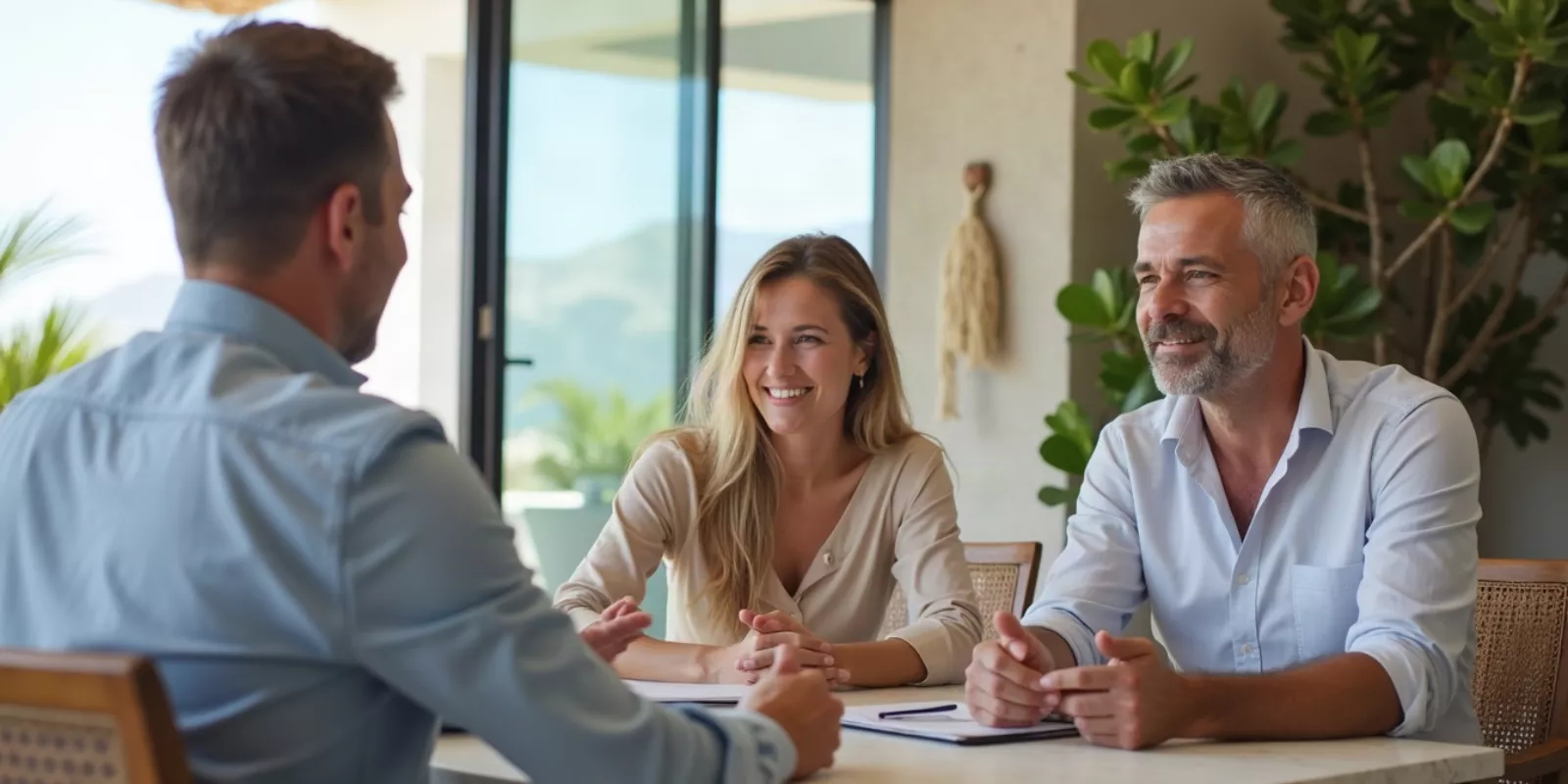 U.S. buyers meeting with a real estate agent at a home in Los Cabos, Mexico