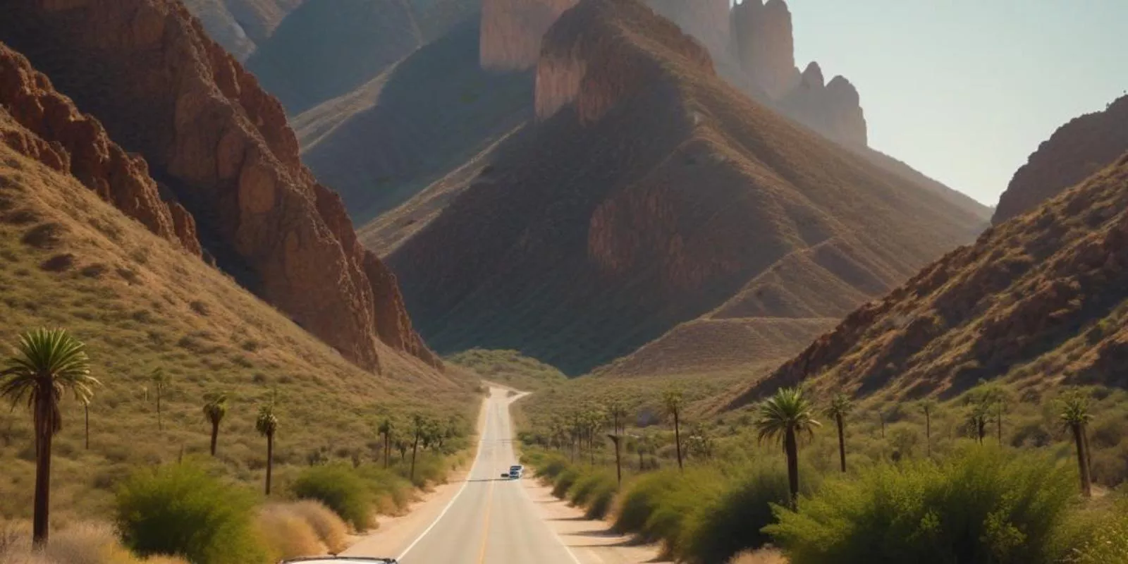 U.S.-plated car driving on Highway 1 in Baja California Sur toward Los Cabos