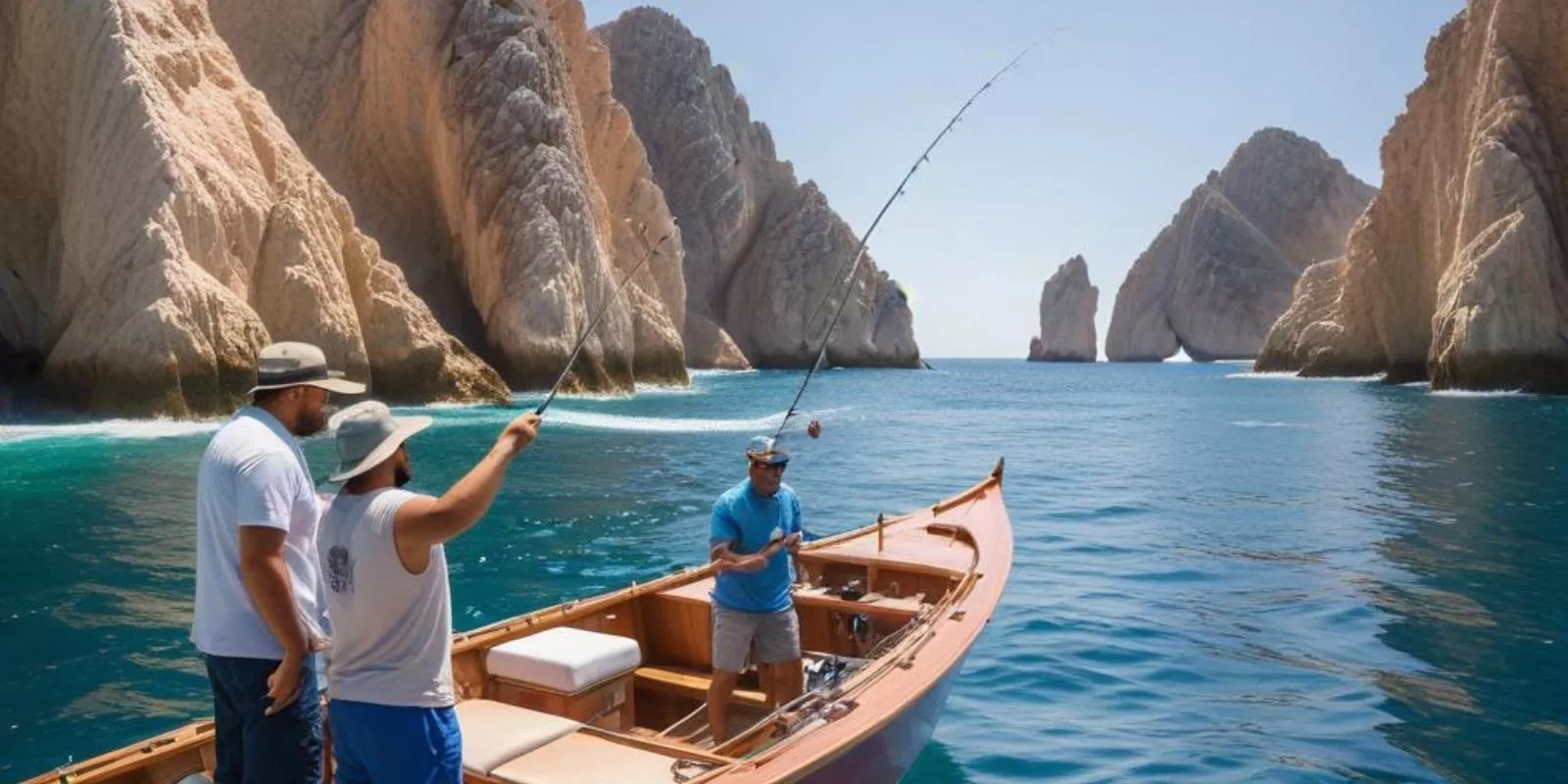 Sportfishing charter boat with captain and mate in Cabo San Lucas